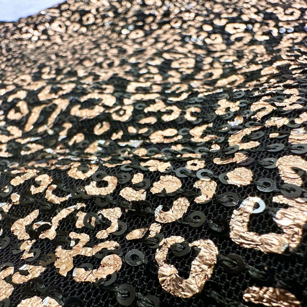 Sincerely Jules Rose Gold & Black Sequined Leopard Print Lined Cami | Size M - Picture 3 of 7